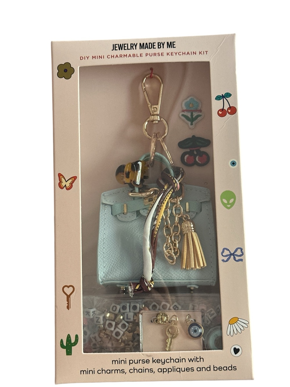 Mini Fashion Designer Purse Keychain Bag Charm - Light Blue DIY Kit